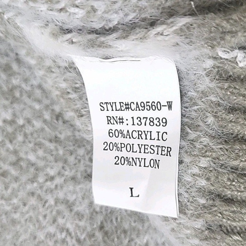 Dreamers by Debut Womens L New Houndstooth Pullover Sweater- Sage‎ Green White - Picture 5 of 9